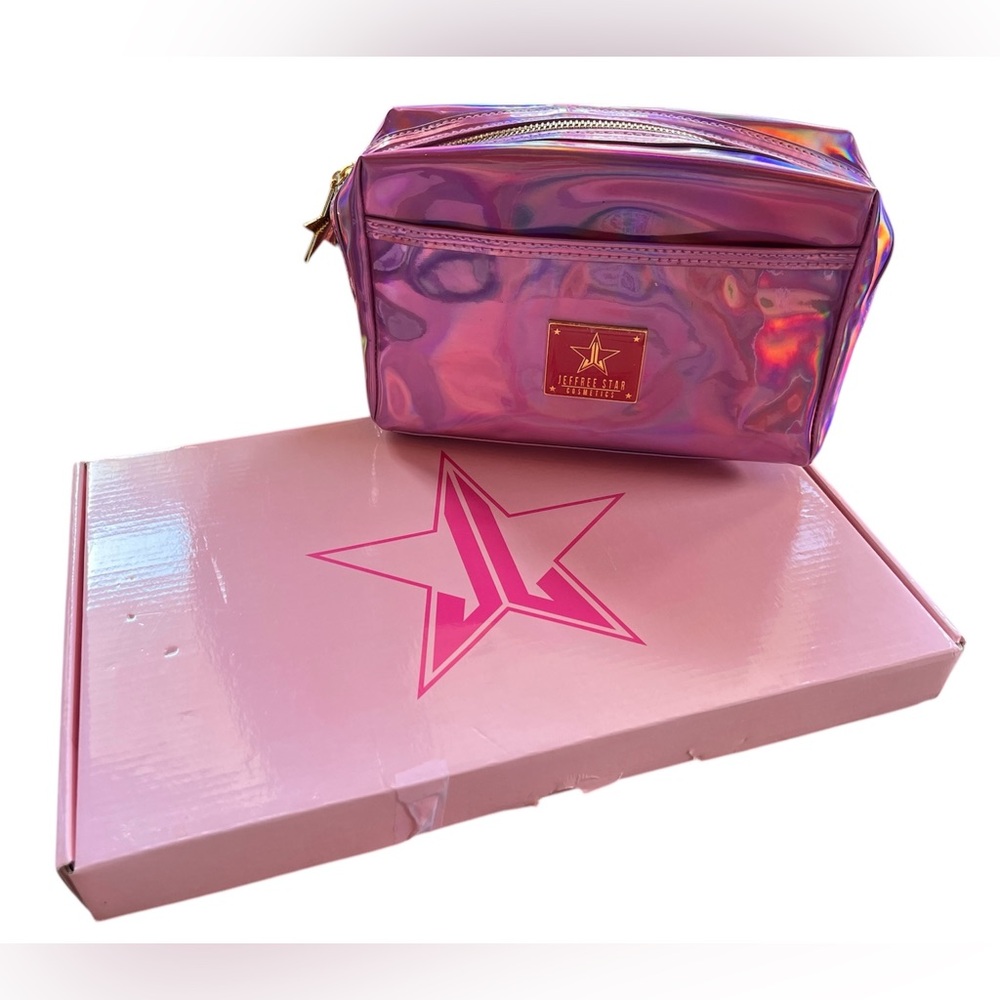Jeffree Star Bundle, w/ Holographic Cosmetic Bag, Mirror, & 4 Makeup Items